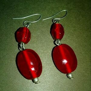 Red Beaded Earrings